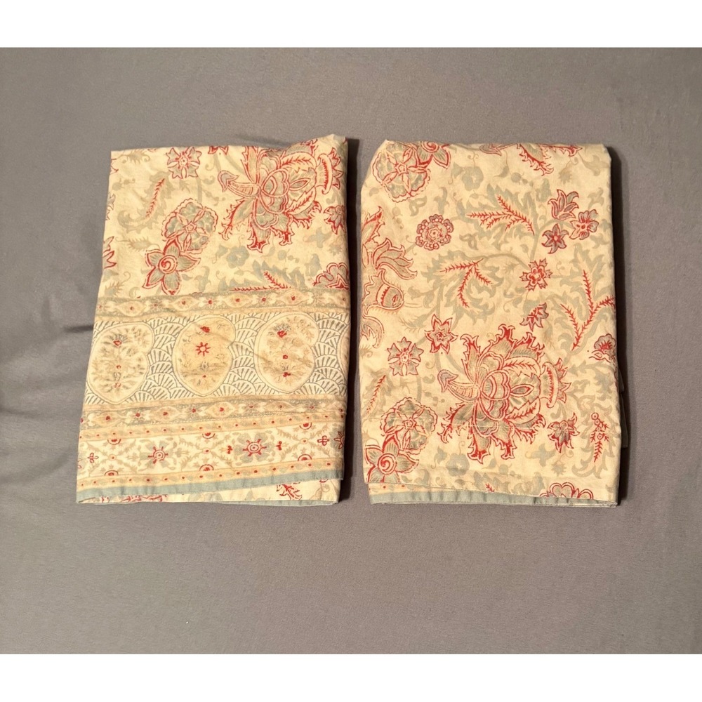 Ralph Lauren Home Floral Paisley Cotton Pillow Shams Red Blue Cream Set of 2